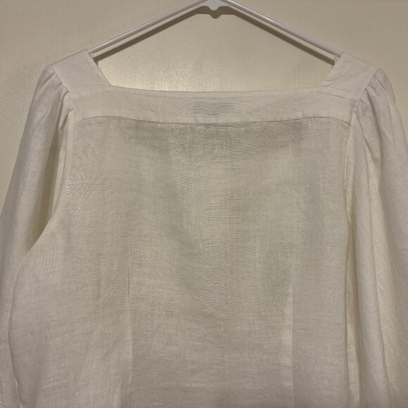 J. Crew #BG249 Women's Linen Square-Neck Button-Front Shirt Top Blouse L White - Picture 5 of 9